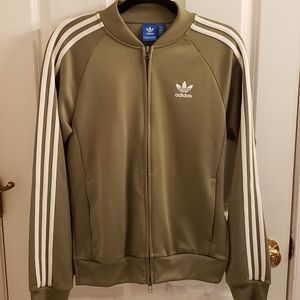 Adidas track jacket olive womens large/boys small